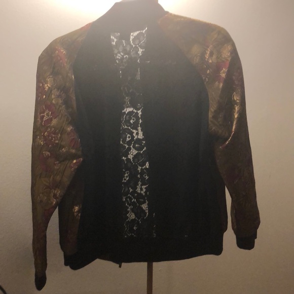 NWT French Connection Gold Jacquard Lace Jacket - Picture 3 of 4